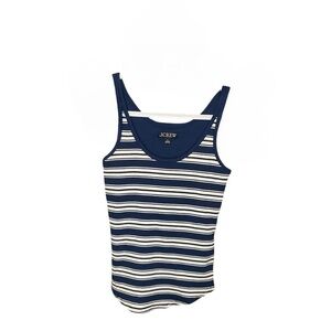J. Crew Vintage Rib Shelf Bra Tank Top In Stripe S Navy/Ivory